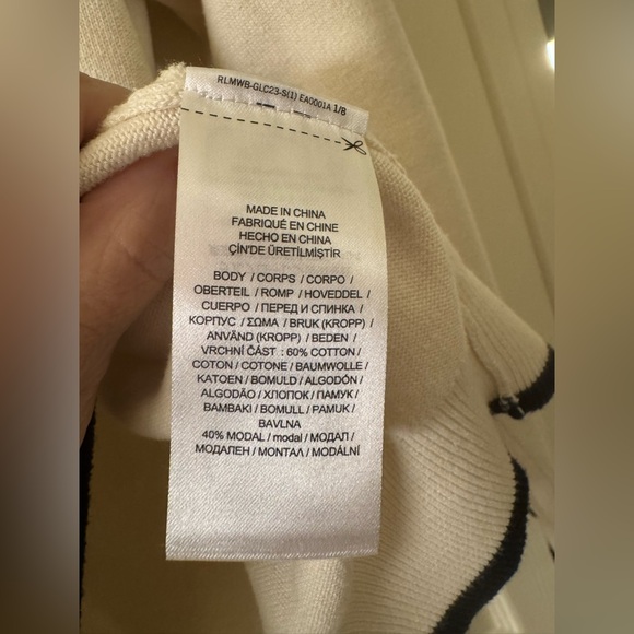 Ralph Lauren Cream V-Neck Sweater with Navy size XL - Picture 5 of 5